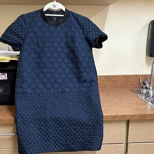 Madewell Mood Navy/Black Circle Textured Shift Dress Sz XS